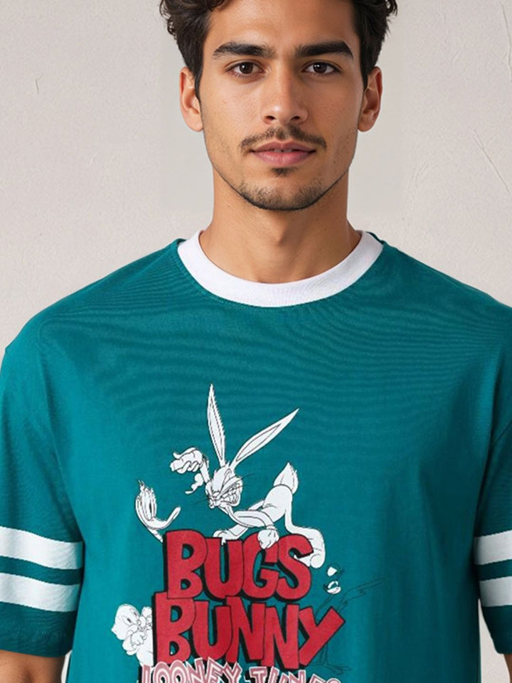The Indian Garage Co Men Bugs Bunny Graphic Printed Pure Cotton Relaxed Fit T-shirt