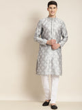 SOJANYA Men Grey & Golden Ethnic Motifs Kurta