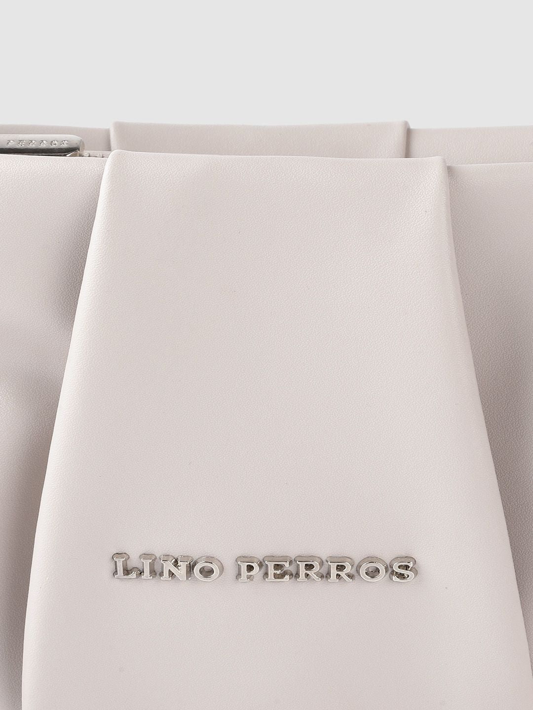 Lino Perros Off-White Structured Shoulder Bag with Pleated Detail