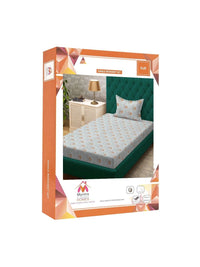 Myntra Elegant Homes Grey & Orange Floral 400 TC Single Bedsheet with 1 Pillow Covers