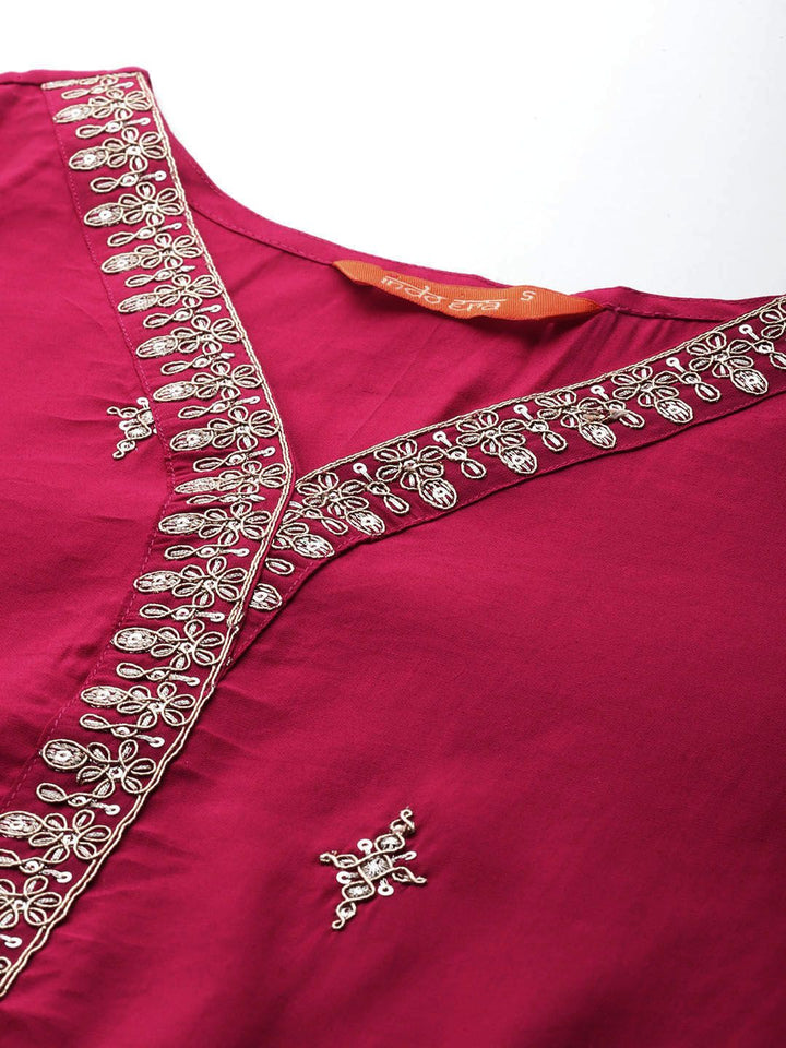 Indo Era Ethnic Motifs Embroidered Zari Kurta With Trousers & Dupatta
