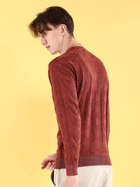 The Indian Garage Co Self Design Geometric Pullover Acrylic Sweater