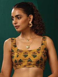 trueBrowns Floral Printed Muslin Silk Saree Blouse