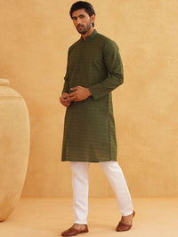 SOJANYA Geometric Embroidered Regular Pure Cotton Straight Kurta With Churidar