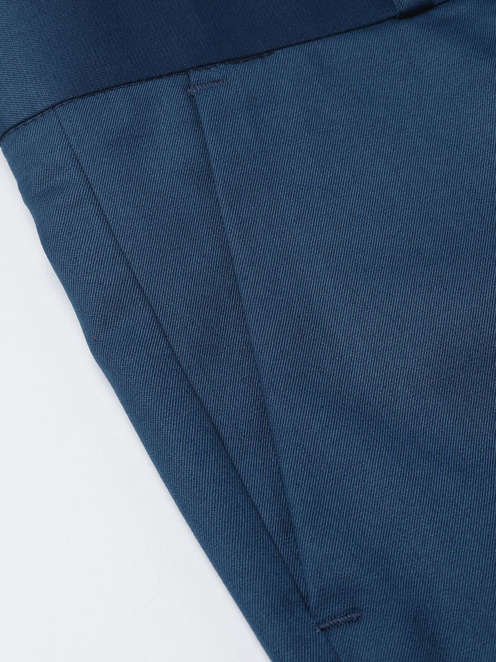 DENNISON Men Blue Smart Tapered Fit Smart Casual Trousers