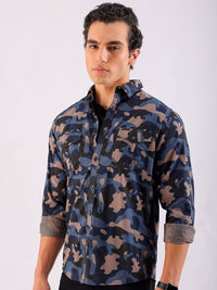 The Indian Garage Co Men Teal & Beige Printed Casual Shirt