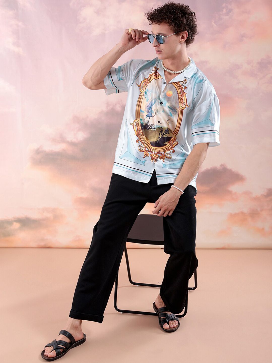 The Indian Garage Co Men Relaxed Fit Graphic Printed Resortwear Shirt