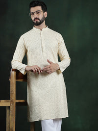 SOJANYA LUXE Floral Embroidered Thread Work Cotton Silk Straigth Kurta