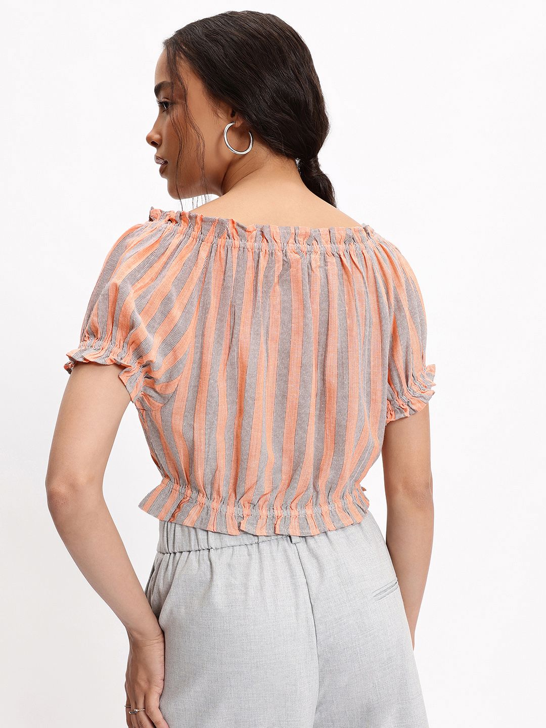 DressBerry Y2K Stripe Revival Blouson Top