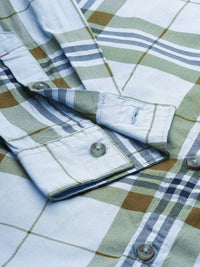 The Indian Garage Co Men Blue & Mustard Brown Checked Pure Cotton Casual Shirt