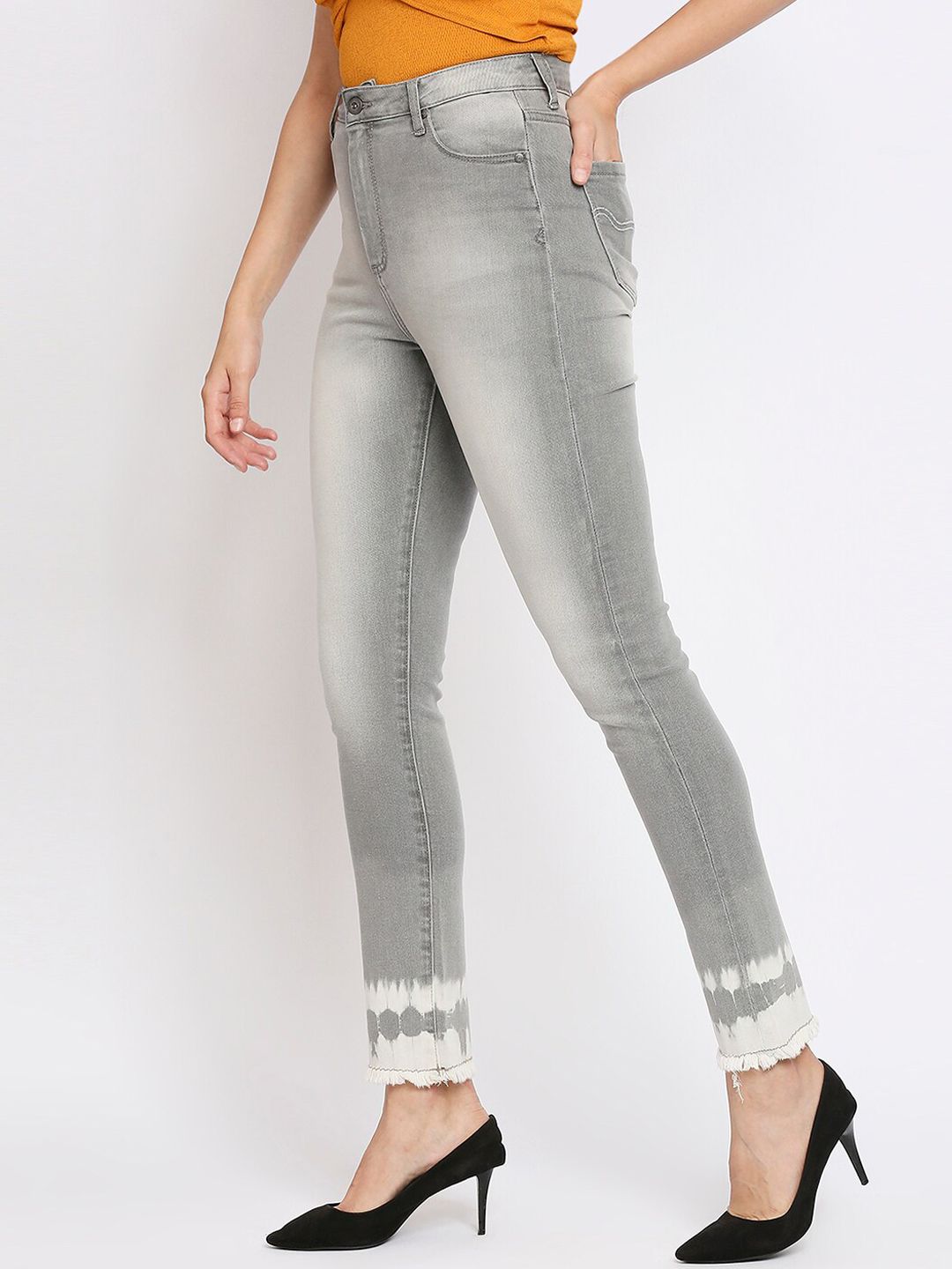 Being Human Women Grey Straight Fit High-Rise Heavy Fade Cotton Jeans