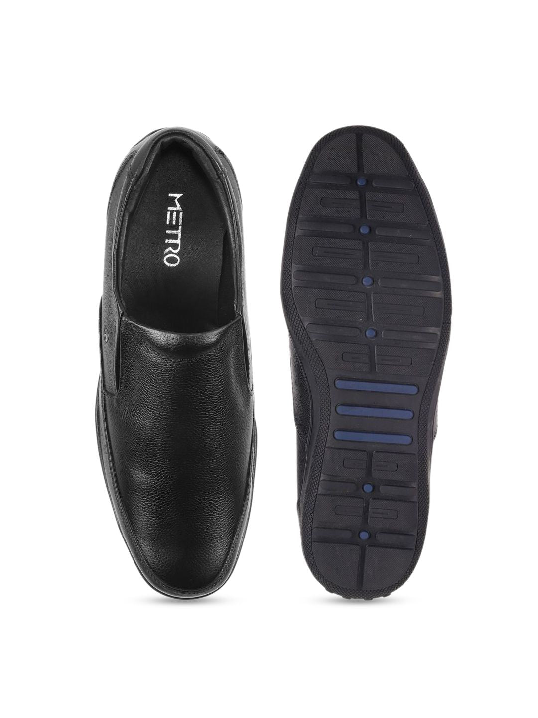 Metro Men Textured Leather Slip-On Shoes