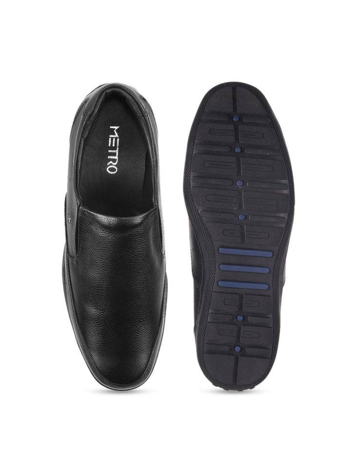 Metro Men Textured Leather Slip-On Shoes