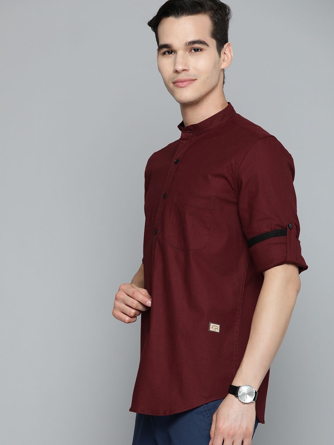DENNISON Men Maroon Smart Slim Fit Casual Shirt
