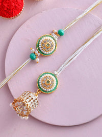 Voylla Set of 2 Pearls And Kundan Details Bhaiya Bhabhi Rakhi