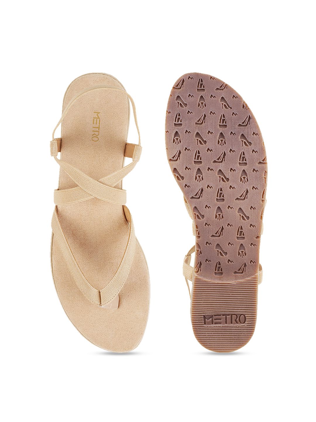 Metro Women Beige Solid Open Toe Flats