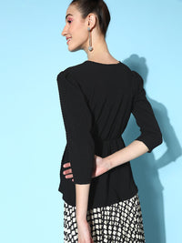 SASSAFRAS Black Black Solid Wrap It Up Top