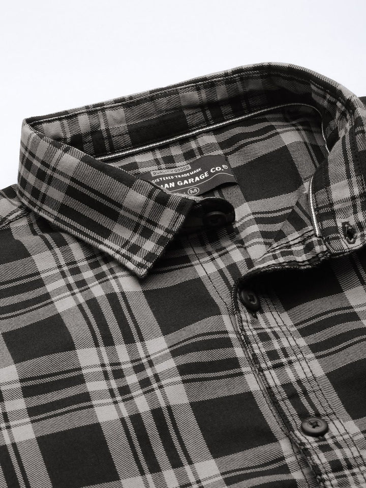 The Indian Garage Co Men Black Classic Checked Casual Shirt
