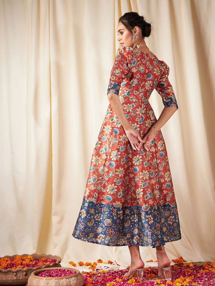 Shae by SASSAFRAS Orange & Blue Floral Maxi Dress