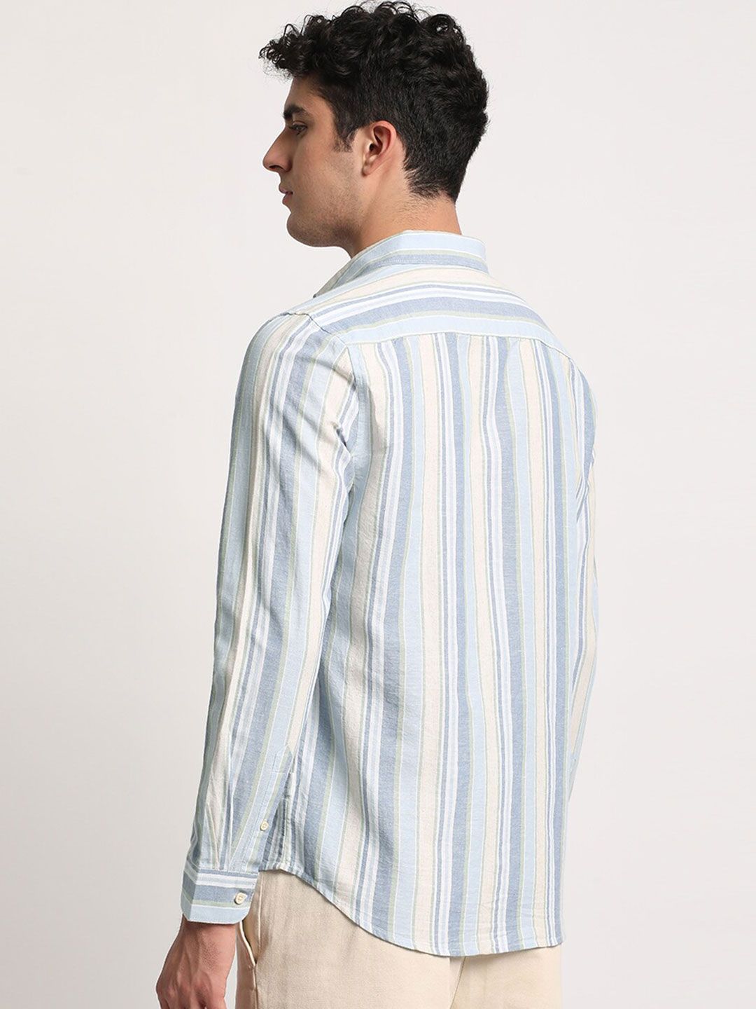 THE BEAR HOUSE Men Striped Slim Fit Spread Collar Casual Shirts