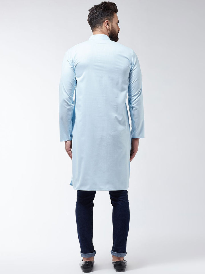 SOJANYA Men Turquoise Blue Solid Straight Kurta