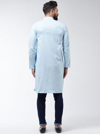 SOJANYA Men Turquoise Blue Solid Straight Kurta