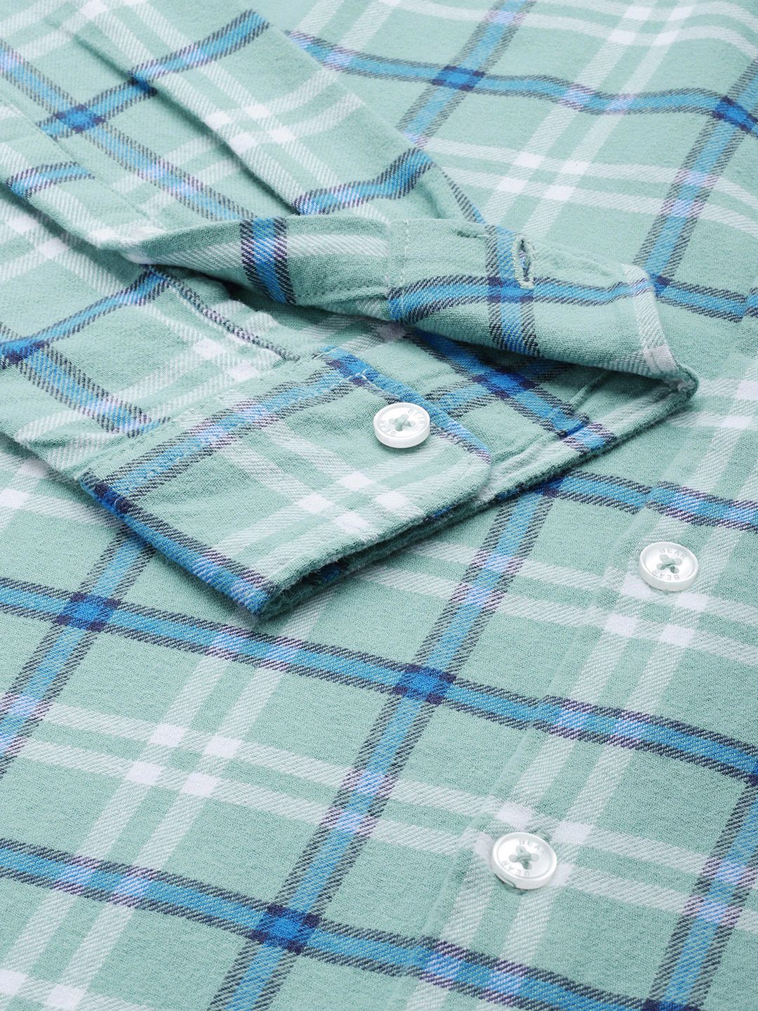THE BEAR HOUSE Men Blue Slim Fit Tartan Checks Checked Casual Shirt