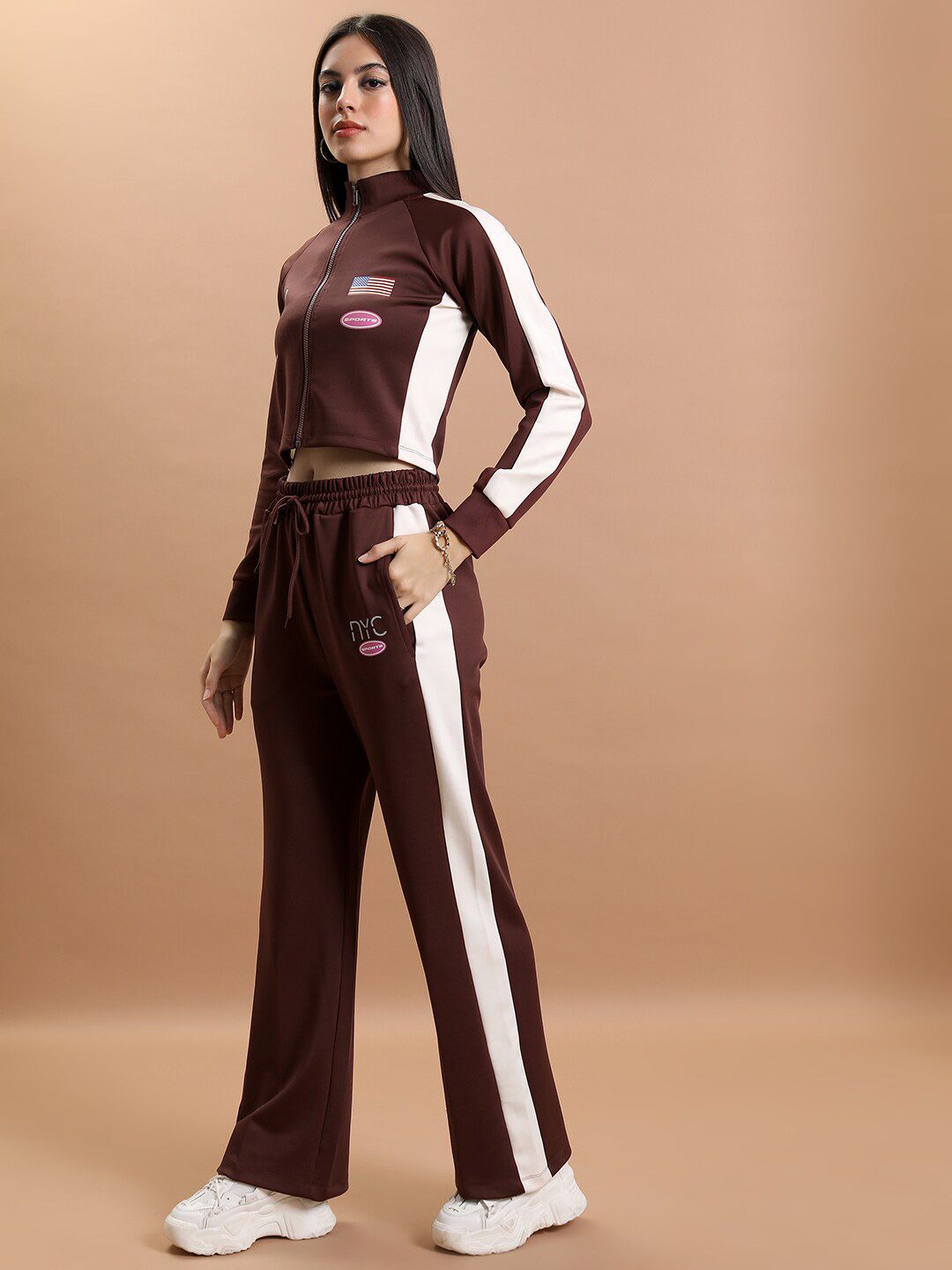 Tokyo Talkies Sporty Crop Jacket With Trouser