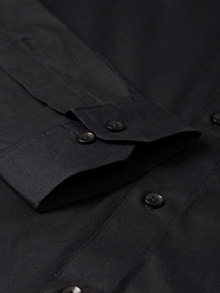 DENNISON Men Black Smart Slim Fit Water & Stain Repellent Solid Formal Shirt