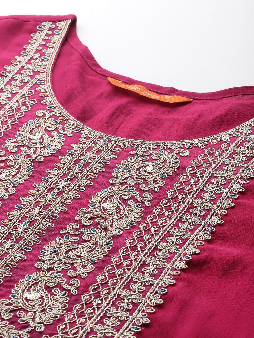 Indo Era Women Ethnic Motifs Embroidered Zari Liva Kurta With Trousers & Dupatta