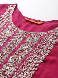 Indo Era Women Ethnic Motifs Embroidered Zari Liva Kurta With Trousers & Dupatta