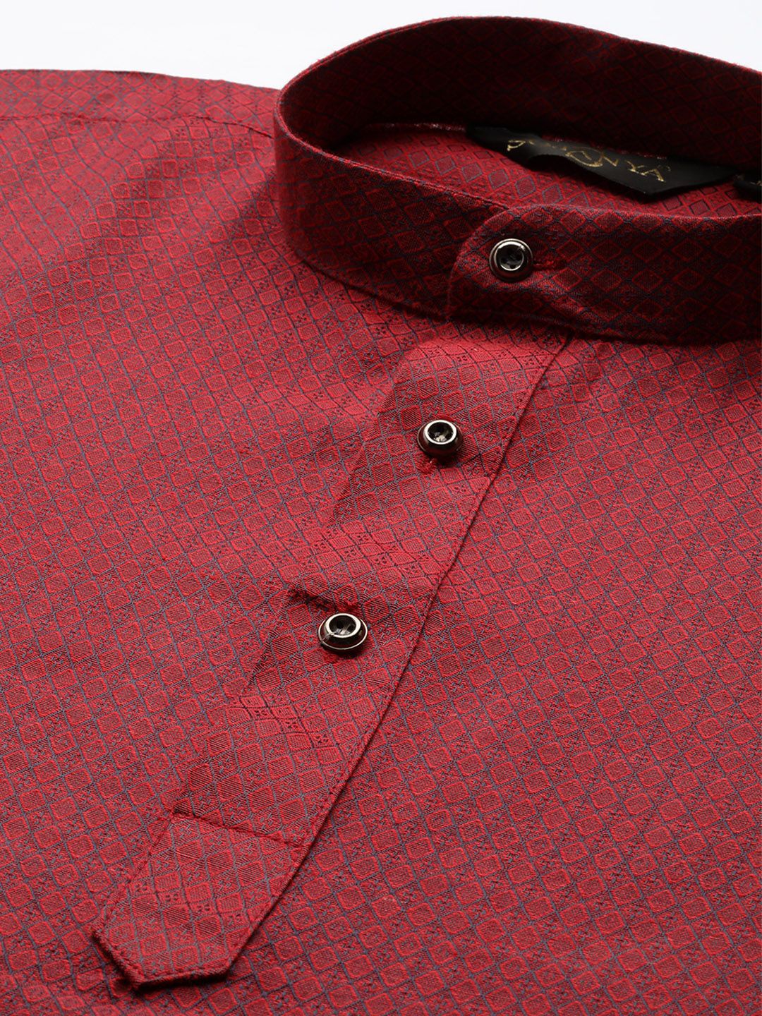 SOJANYA Men Red & Navy Blue Woven Design Straight Kurta