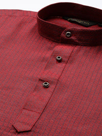 SOJANYA Men Red & Navy Blue Woven Design Straight Kurta