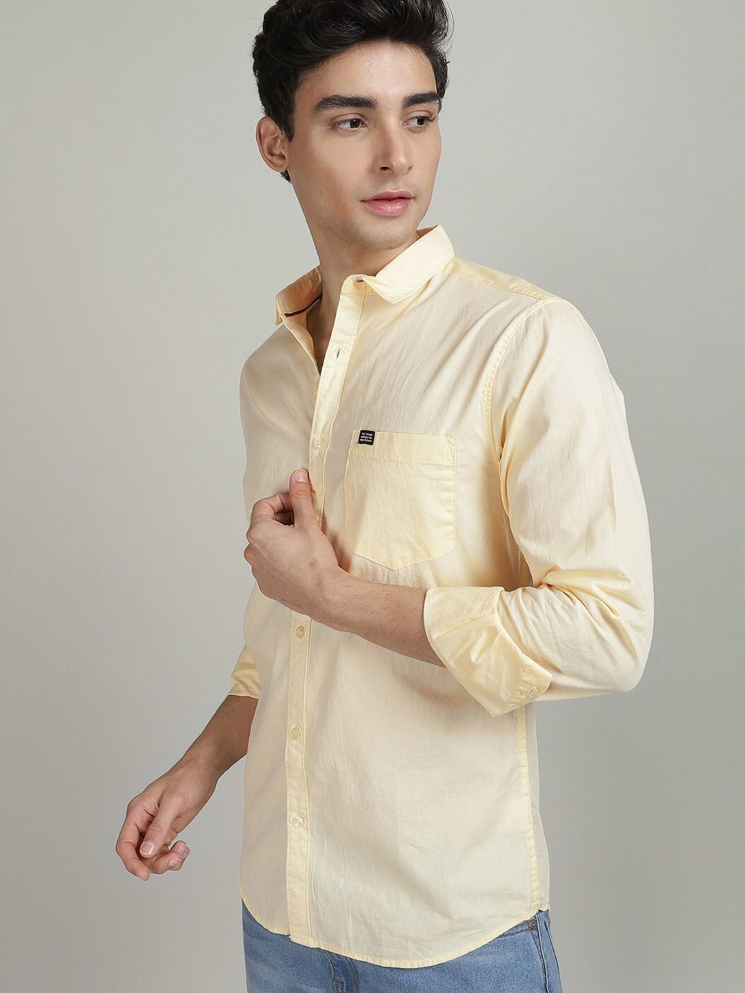 The Indian Garage Co Men Yellow Comfort Regular Fit Cotton Casual Shirt
