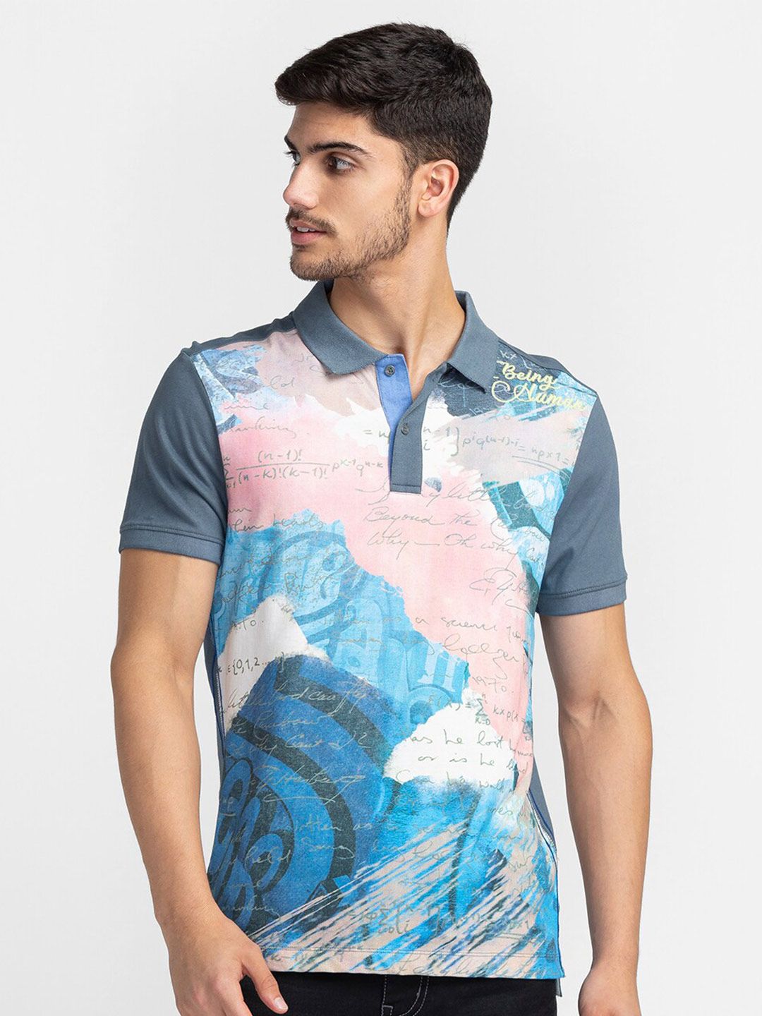Being Human Printed Polo Collar Cotton T-shirt
