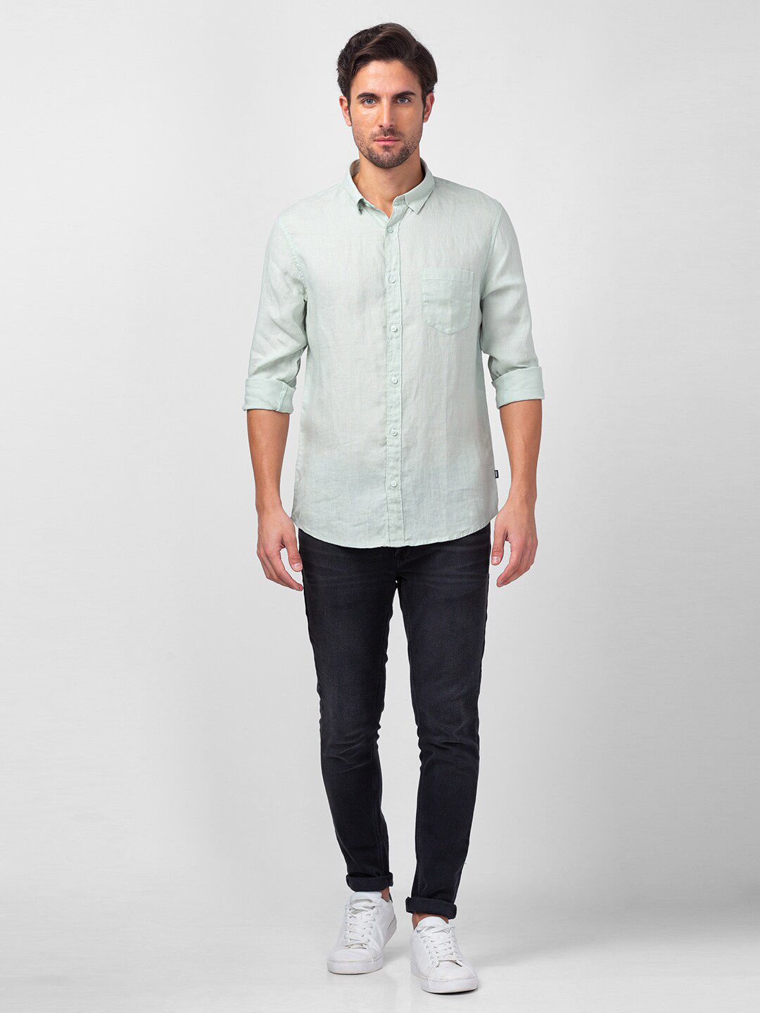 SPYKAR Men Slim Fit Casual Linen Shirt