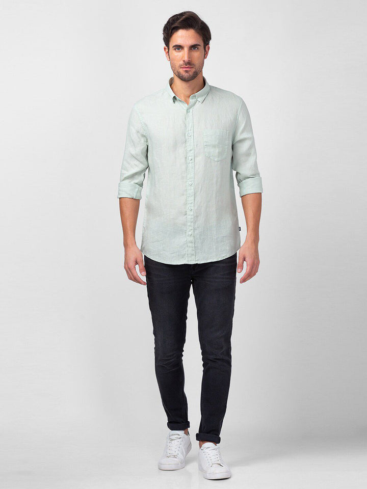 SPYKAR Men Slim Fit Casual Linen Shirt
