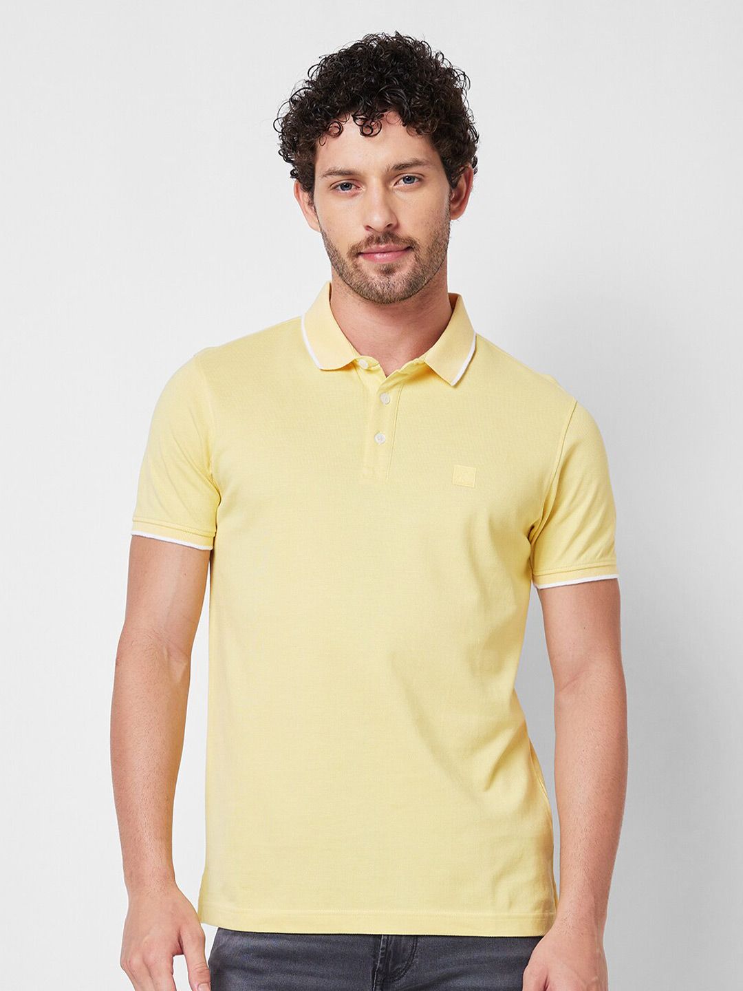 T-Shirt Kapas Kolar Kolar Spykar Polo Slim Fit