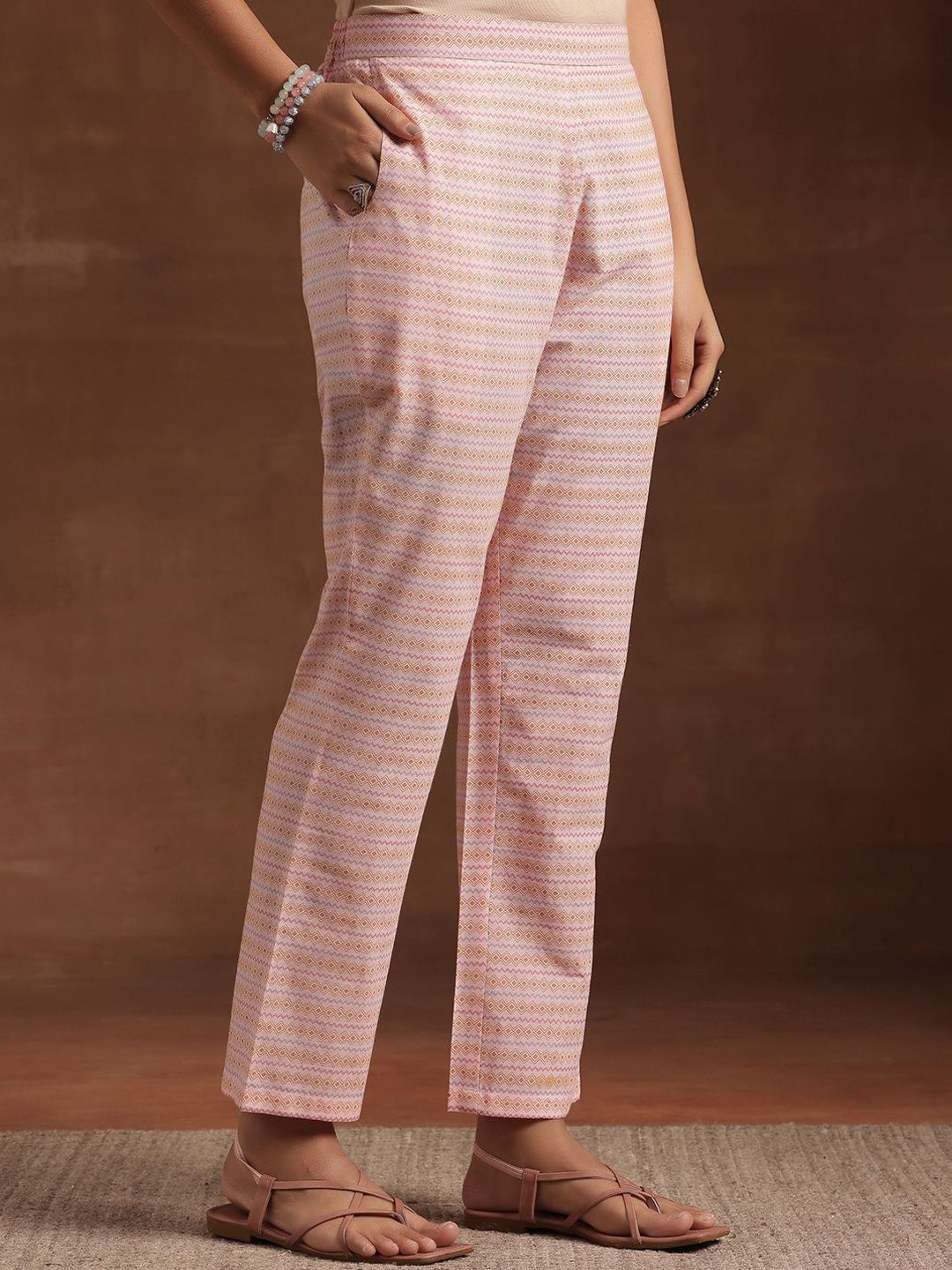 Libas Floral Printed Panelled Gotta Patti Pure Cotton Kurta with Palazzos & Dupatta