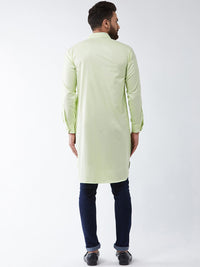 SOJANYA Men Green Solid Straight Kurta
