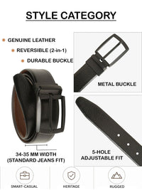 Teakwood Leathers Men Textured Leather Reversible Formal Belt