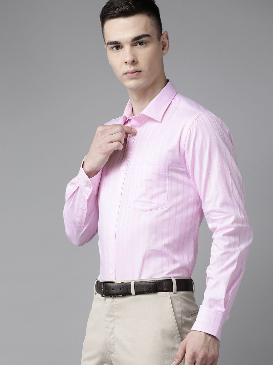 Park Avenue Men Pure Cotton Slim Fit Striped Formal Shirt