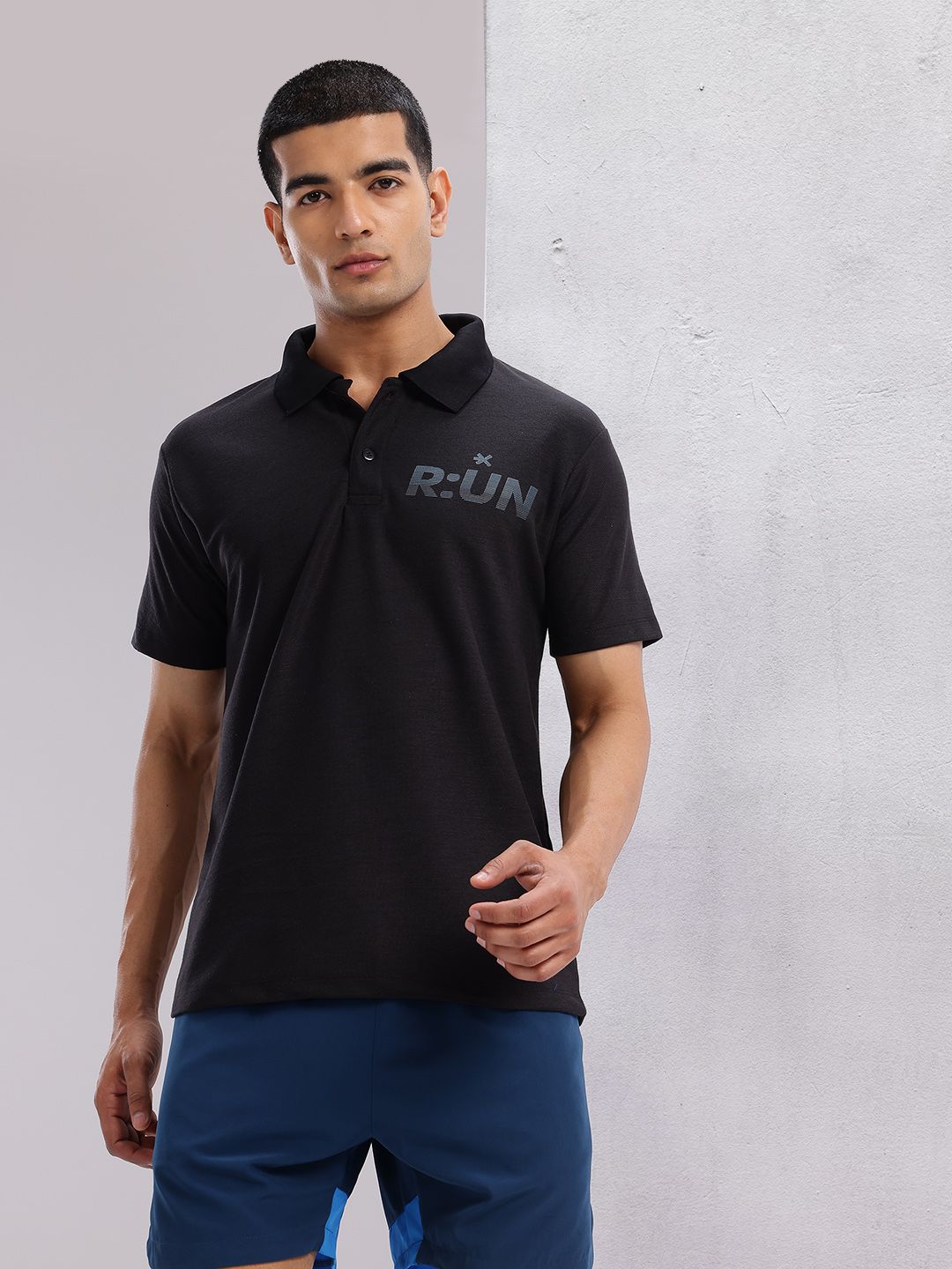 HRX by Hrithik Roshan Typography Printed Polo Collar Running T-shirt