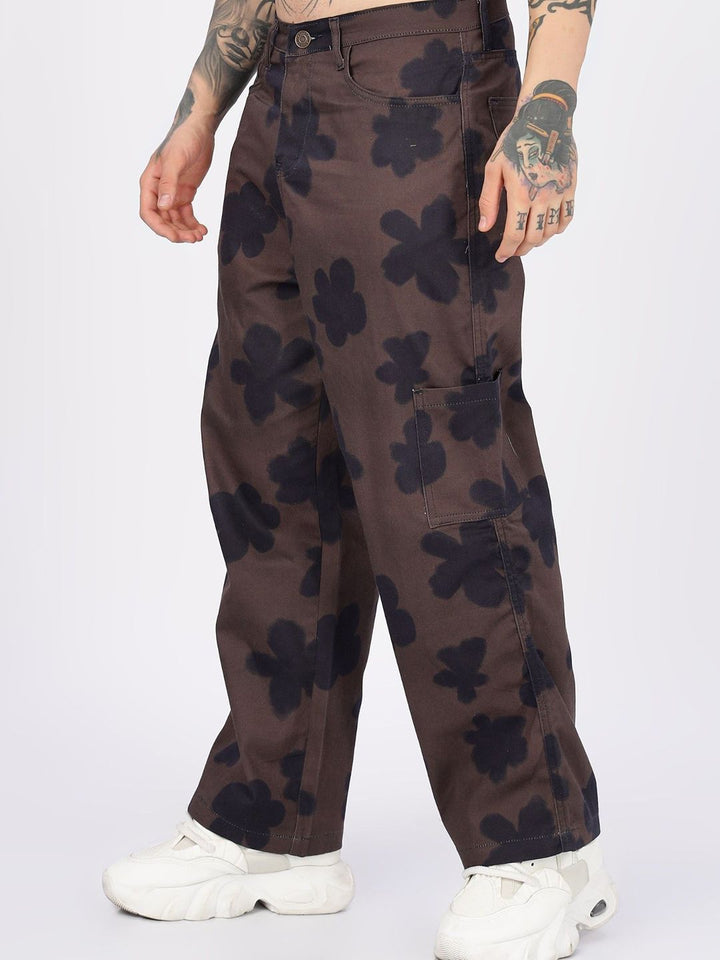 Eszett Men Floral Printed Baggy Fit Cargos Trousers
