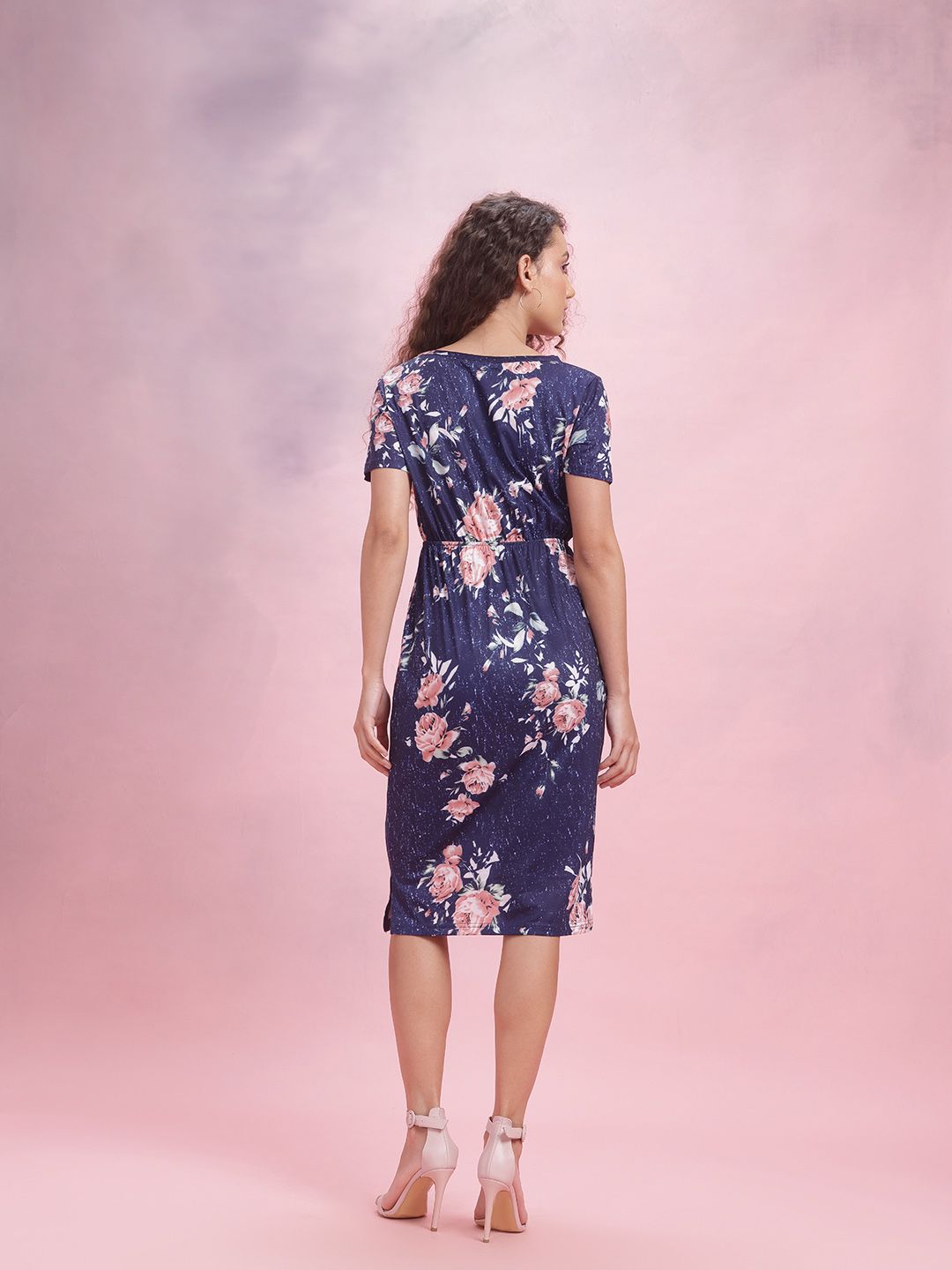 DressBerry Floral Print Waist Tie-Ups Sheath Dress