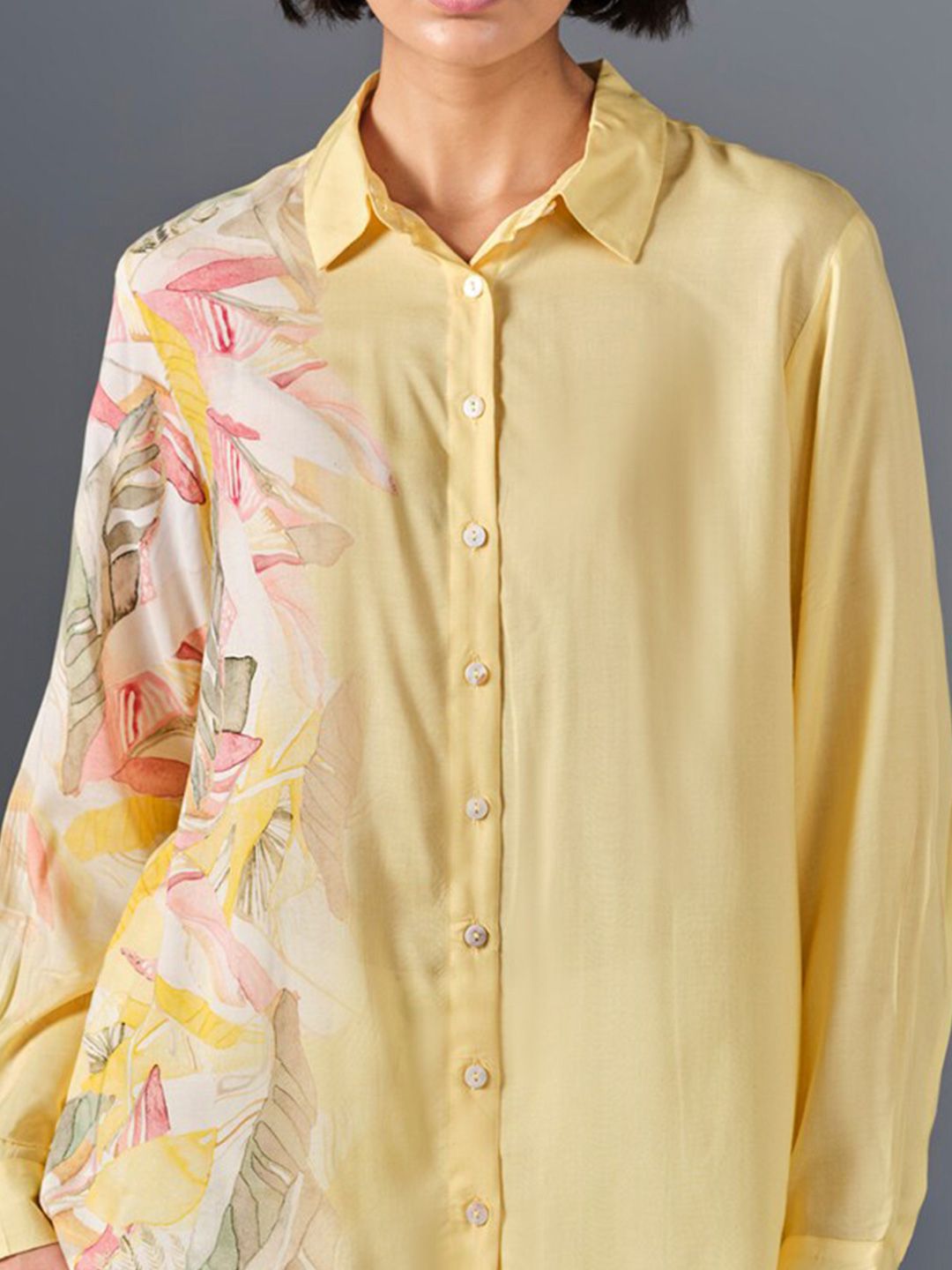 AND Shirt Collar Long Sleeves Floral Printed Shirt