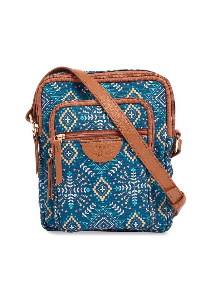 TEAL BY CHUMBAK Ethnic Motifs Printed Sling Bag