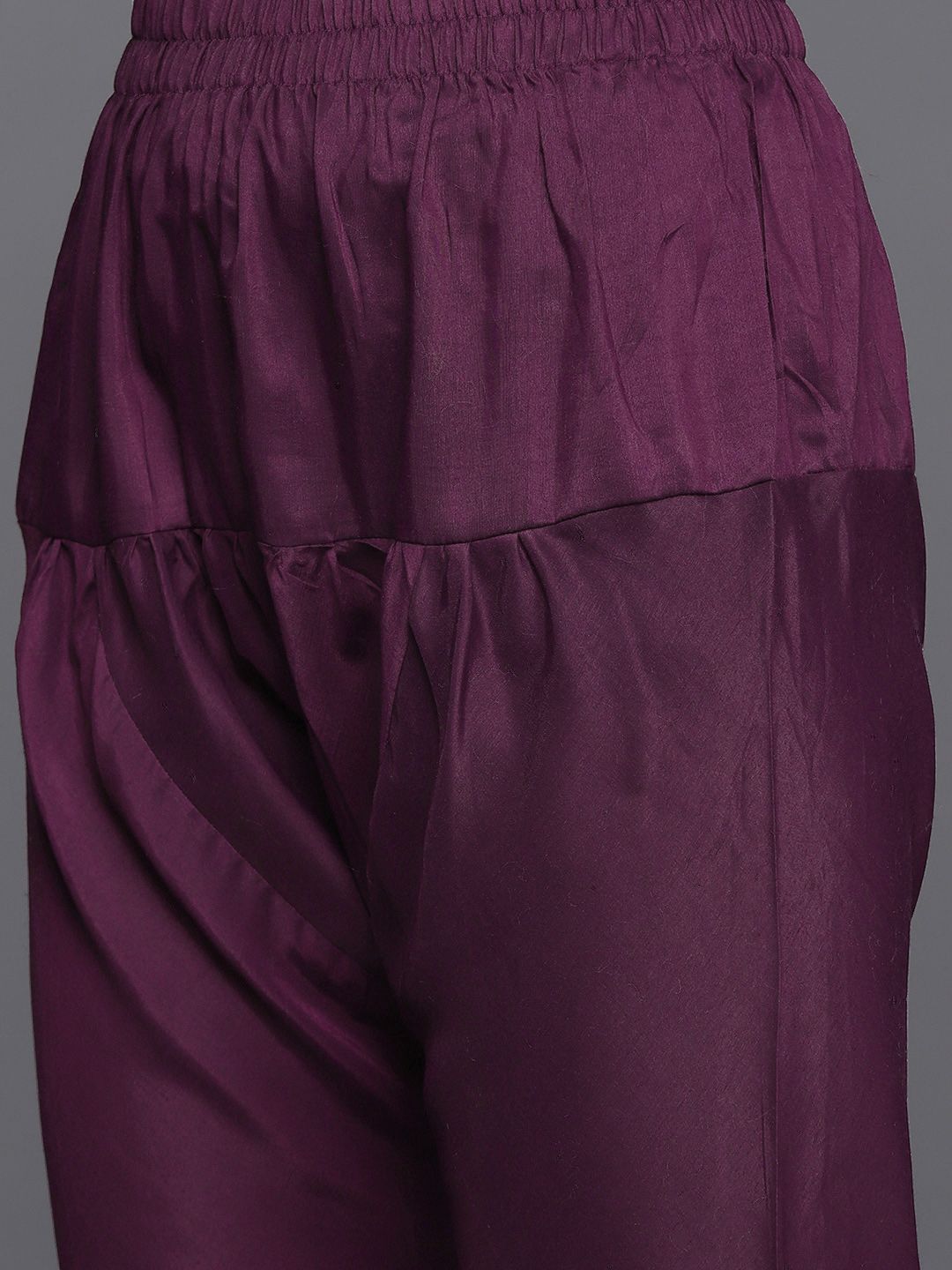 Libas Women Burgundy Floral Motifs Embroidered Sequinned Kurta with Churidar & Dupatta