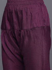 Libas Women Burgundy Floral Motifs Embroidered Sequinned Kurta with Churidar & Dupatta