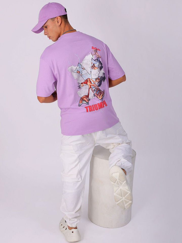 The Indian Garage Co Men Back Printed Boxy Oversized Round Neck Pure Cotton T-shirt